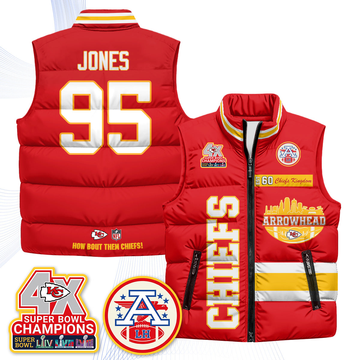KC Arrowhead Puffer Vest - Printed