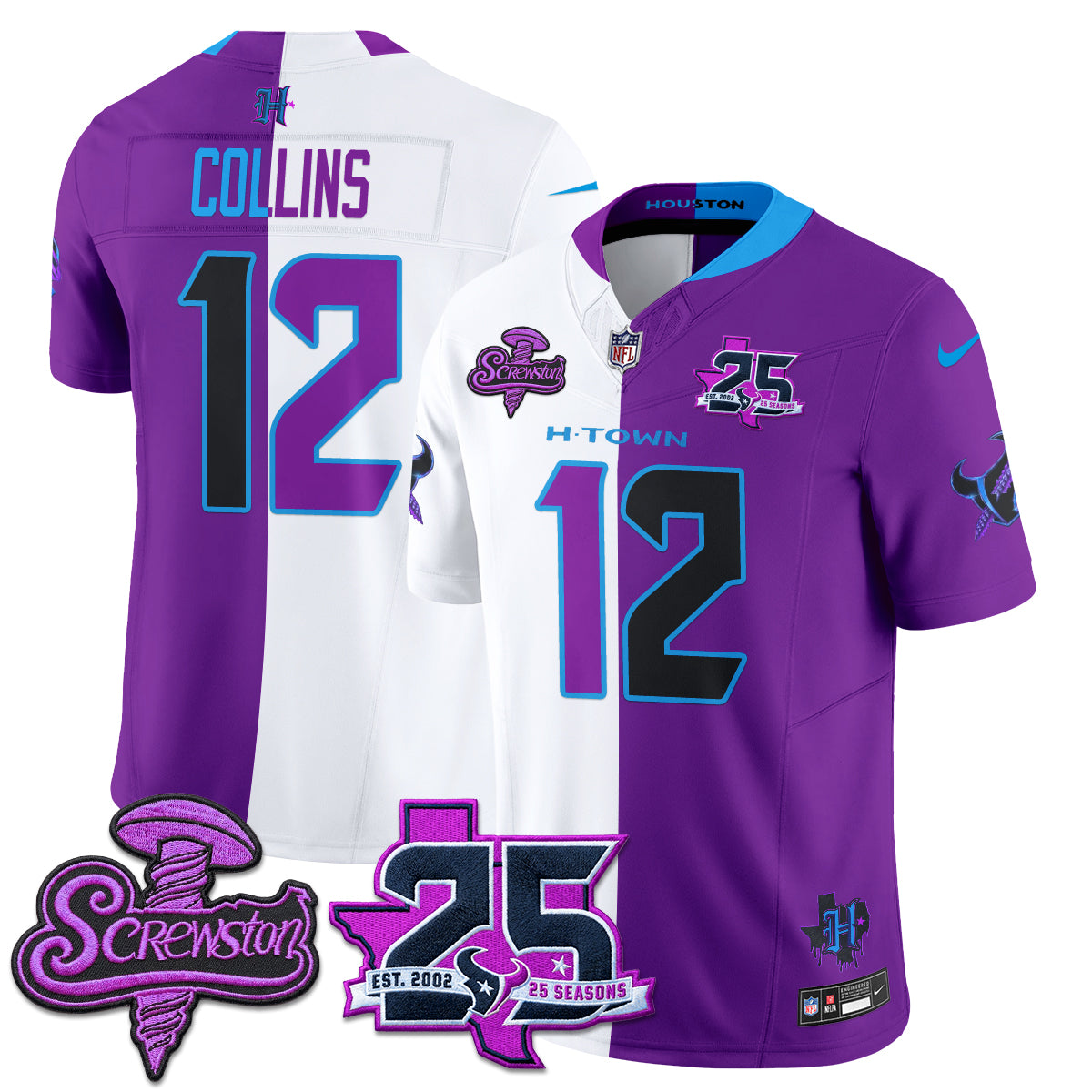 Houston Texans DJ Screw Split Vapor Jersey - Stitched