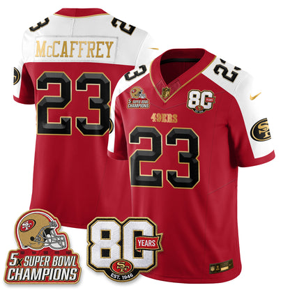San Francisco 49ers 80 Years & 5X Champs Vapor Jersey - Stitched