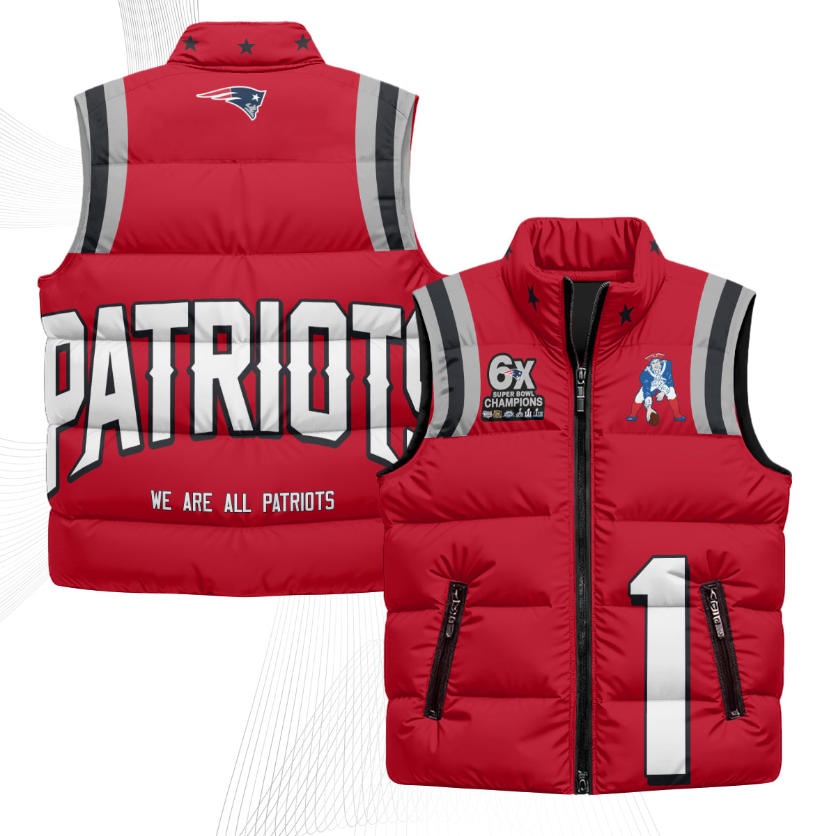 New England Patriots Rivalries Puffer Vest - Printed