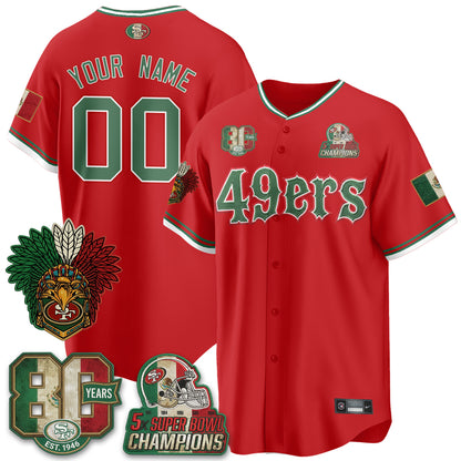 San Francisco 49ers Mexico Edition Baseball Vapor Custom Jersey - Stitched