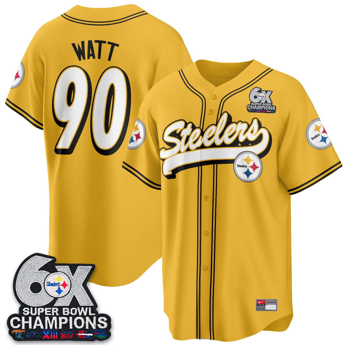 Pittsburgh Steelers 6x SBowl Baseball Vapor Jersey - Stitched