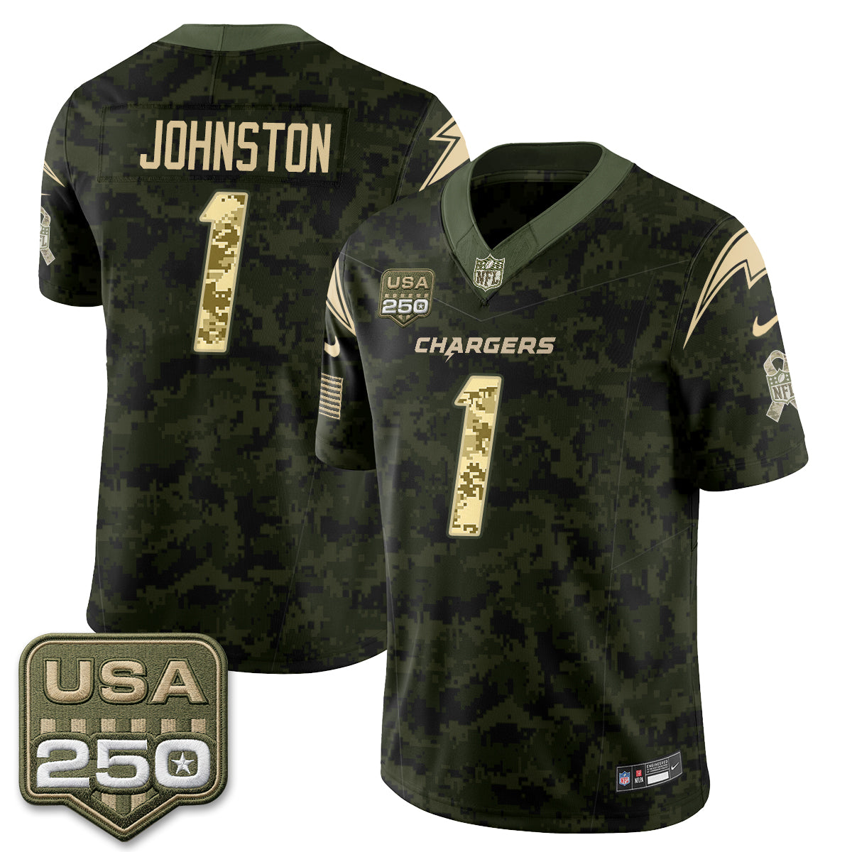 Los Angeles Chargers 2026 Salute to Service Vapor Jersey - Stitched