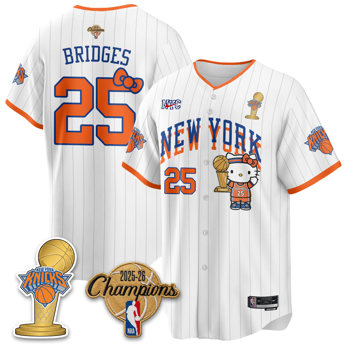 New York Knicks 2026 NBA Champions x Meow Kitty Vapor Jersey - Stitched