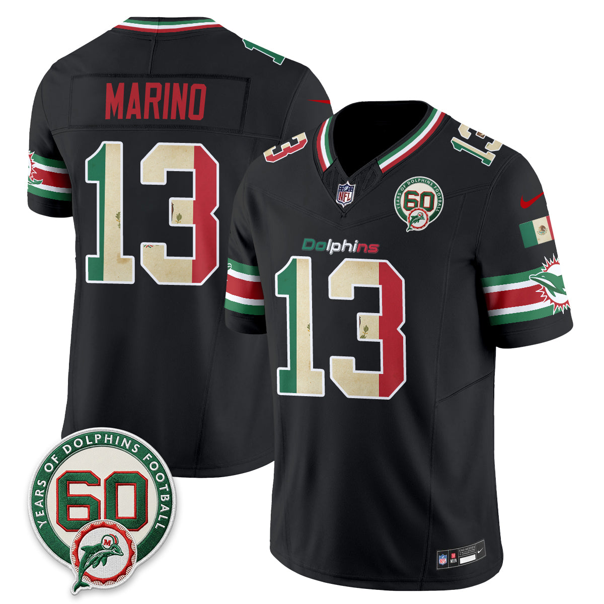 Miami Dolphins Mexico Edition Vapor Jersey - Stitched