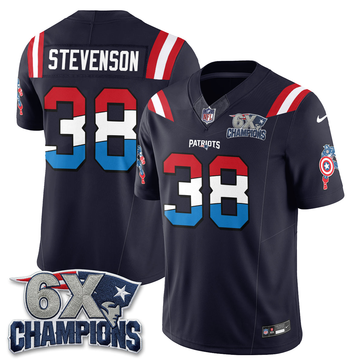 New England Patriots x Vibranium Shield Edition Vapor Jersey V2 - Stitched