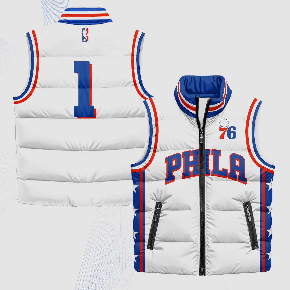 PHI Superteam 24th Season Patch Puffer Vest - Printed