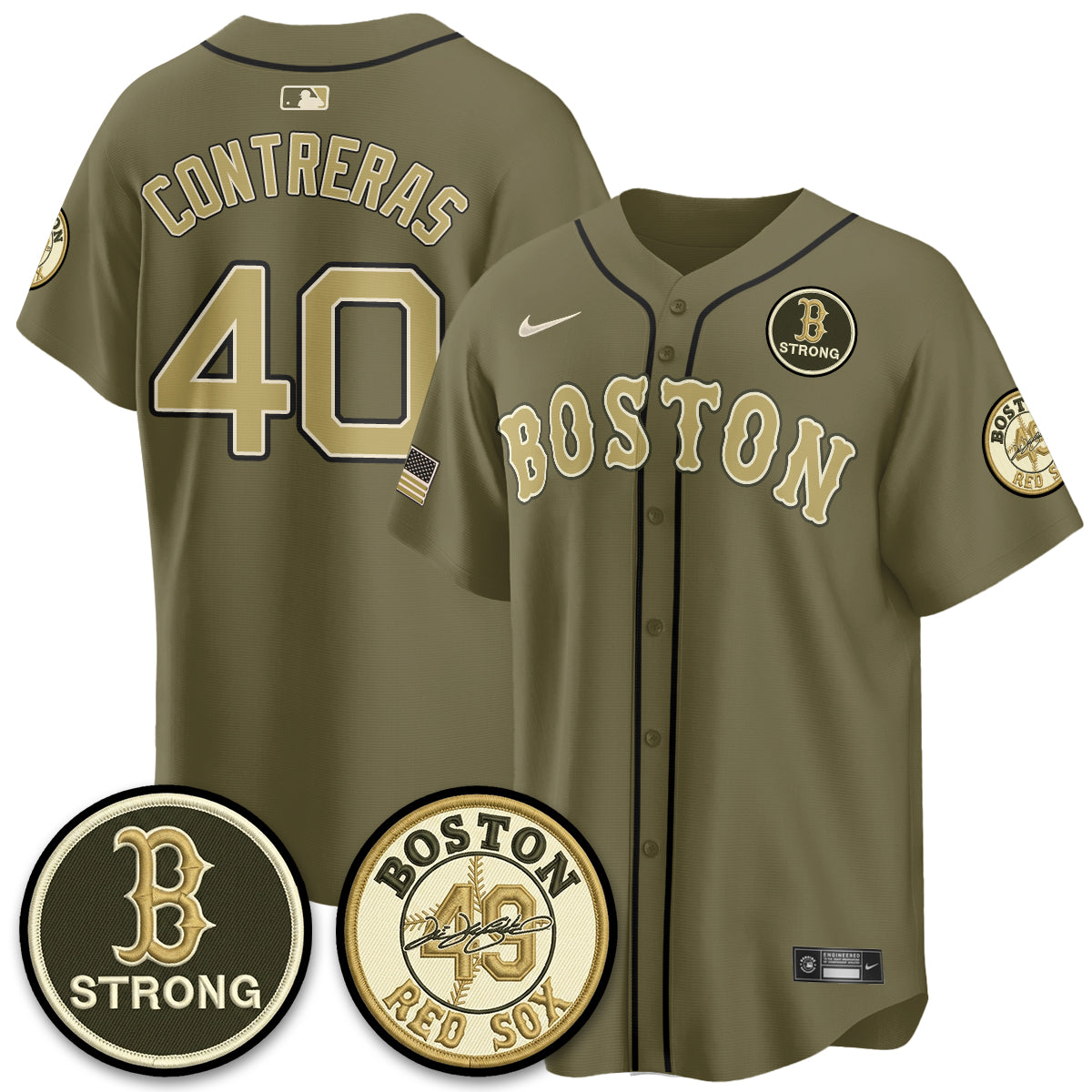BOS New Era Olive 2026 Armed Forces Day Jersey - All Stitched