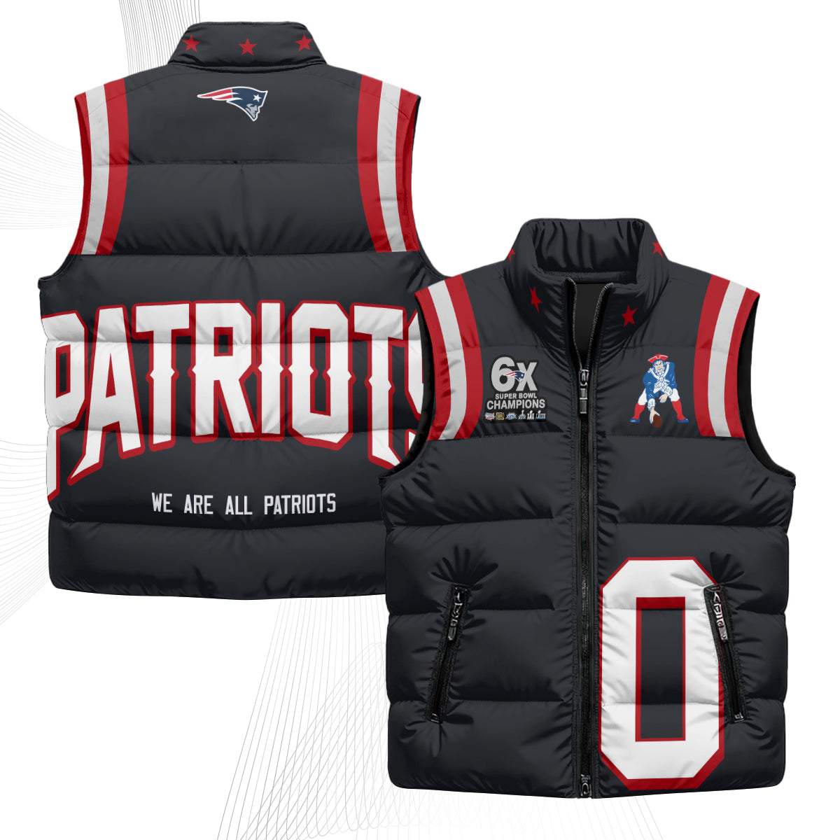 New England Patriots Rivalries Puffer Vest - Printed
