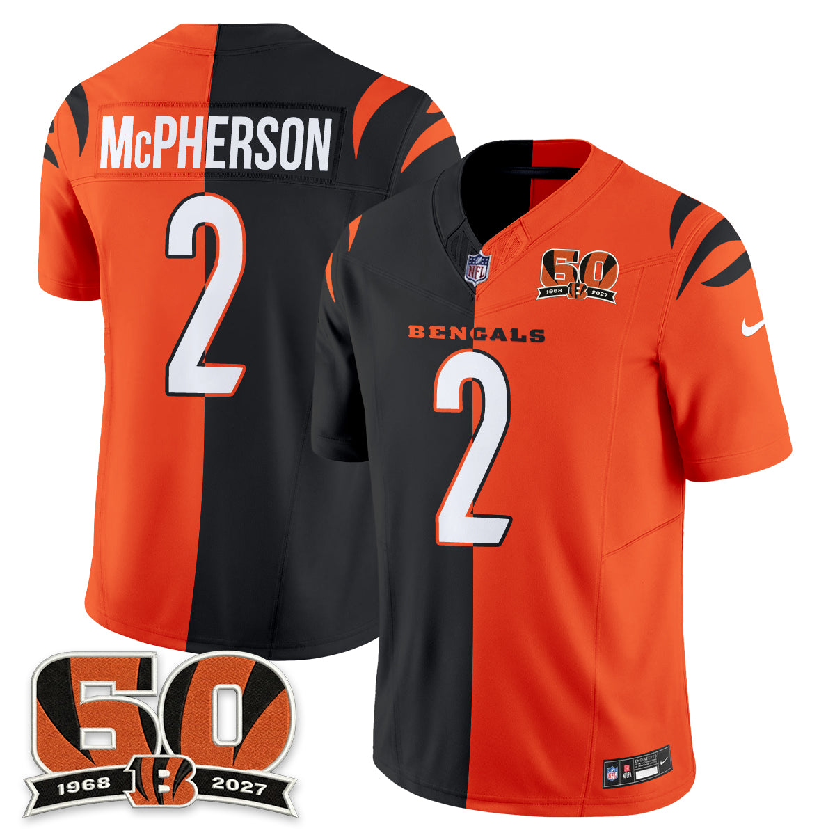 Cincinnati Bengals Split Edition Vapor Jersey - Stitched