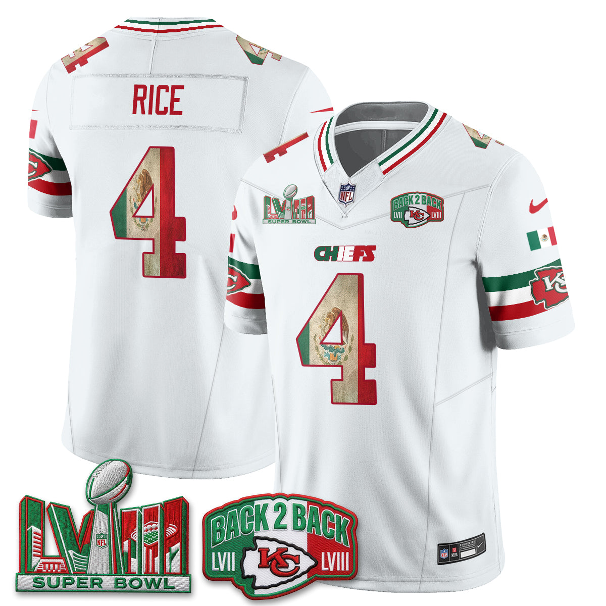 Kansas City Chiefs Mexico Edition Vapor Jersey - Stitched