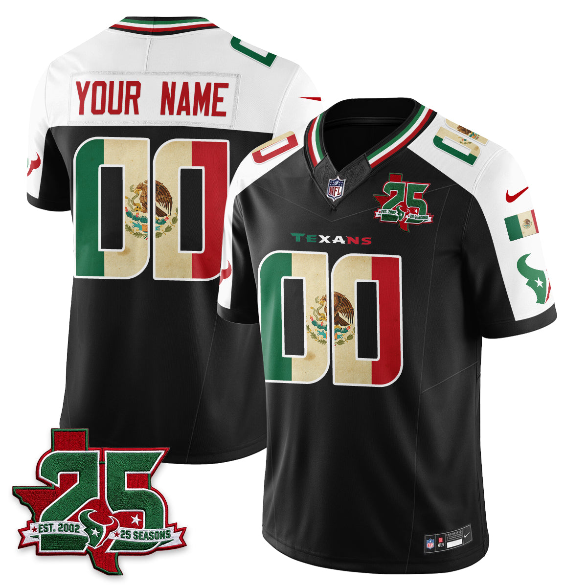 Houston Texans 25 Seasons Mexico Style Vapor Custom Jersey - Stitched