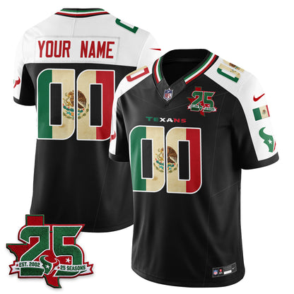 Houston Texans 25 Seasons Mexico Style Vapor Custom Jersey - Stitched