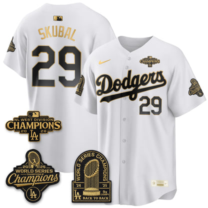 Los Angeles Dodgers 2026 NL West Champs Gold Vapor Jersey- Stitched