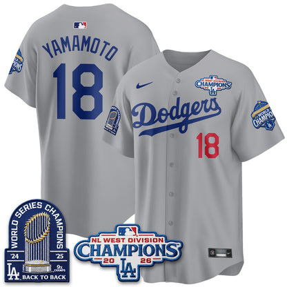 Los Angeles Dodgers 2026 NL West Champs Vapor Jersey- Stitched