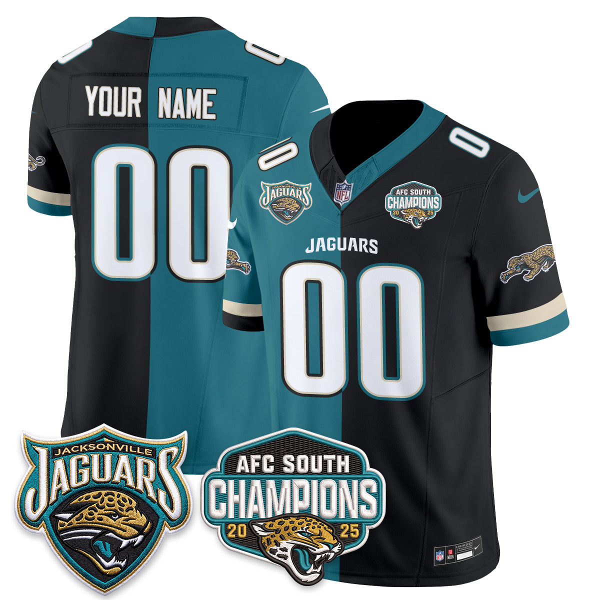 Jacksonville Jaguars Split Edition Vapor Custom Jersey - Stitched