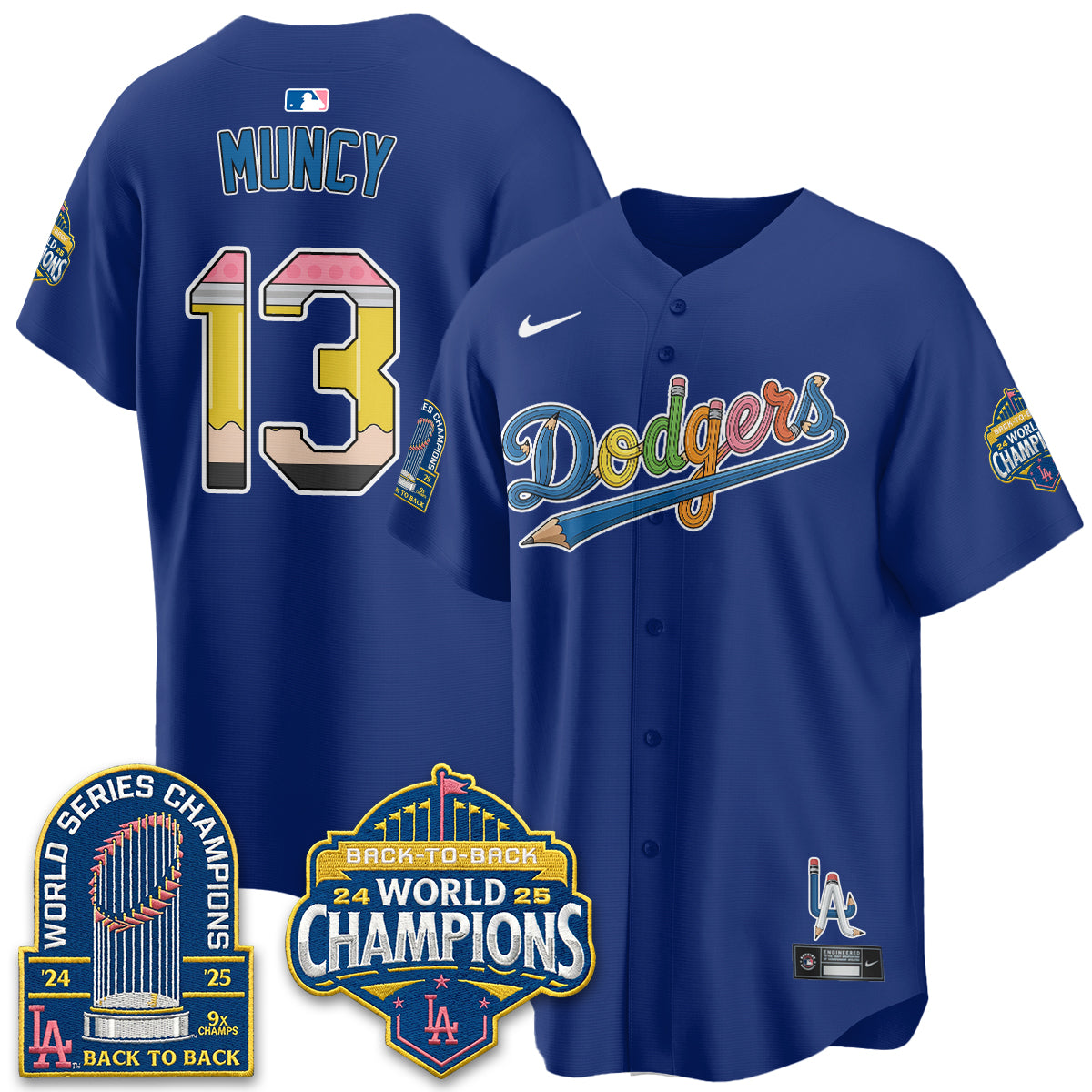 Los Angeles Dodgers x Back to School Style Vapor Jersey - Stitched