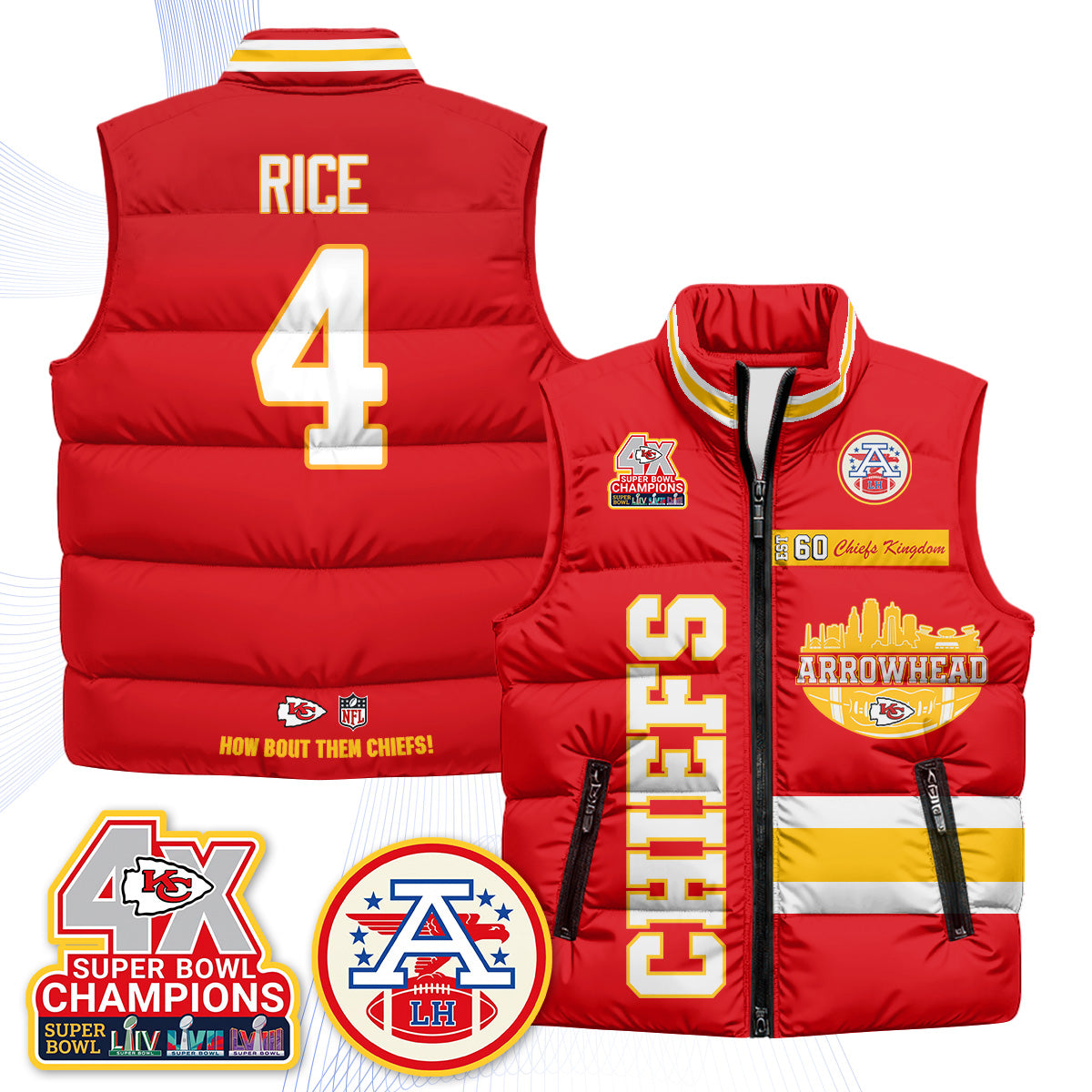 KC Arrowhead Puffer Vest - Printed