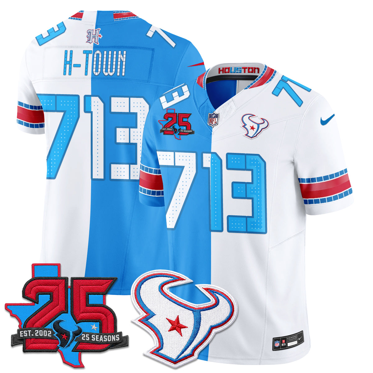 Houston Texans 2026 Rivalries Split Vapor Jersey - Stitched