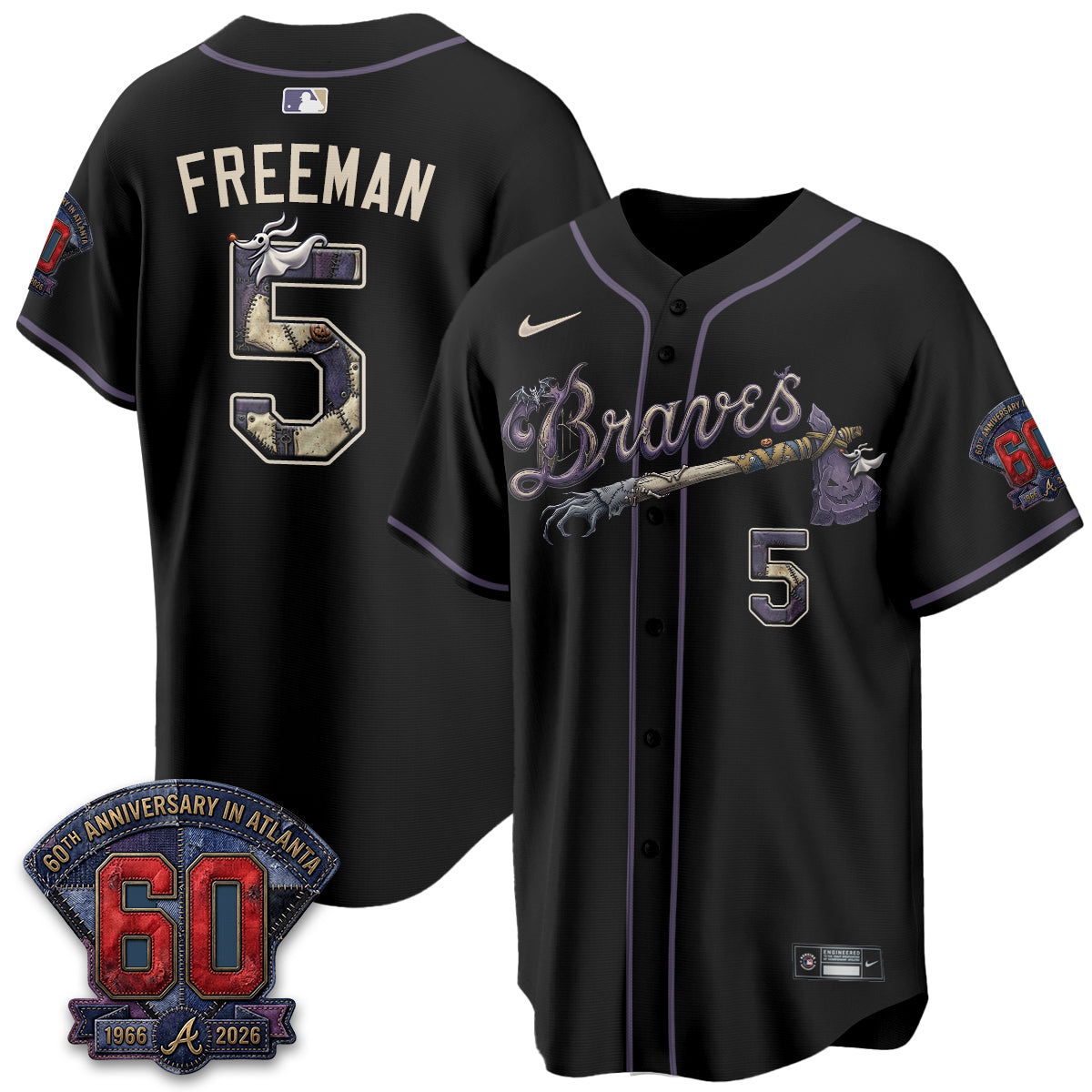 Atlanta Braves Nightmare Edition Vapor Jersey - Stitched