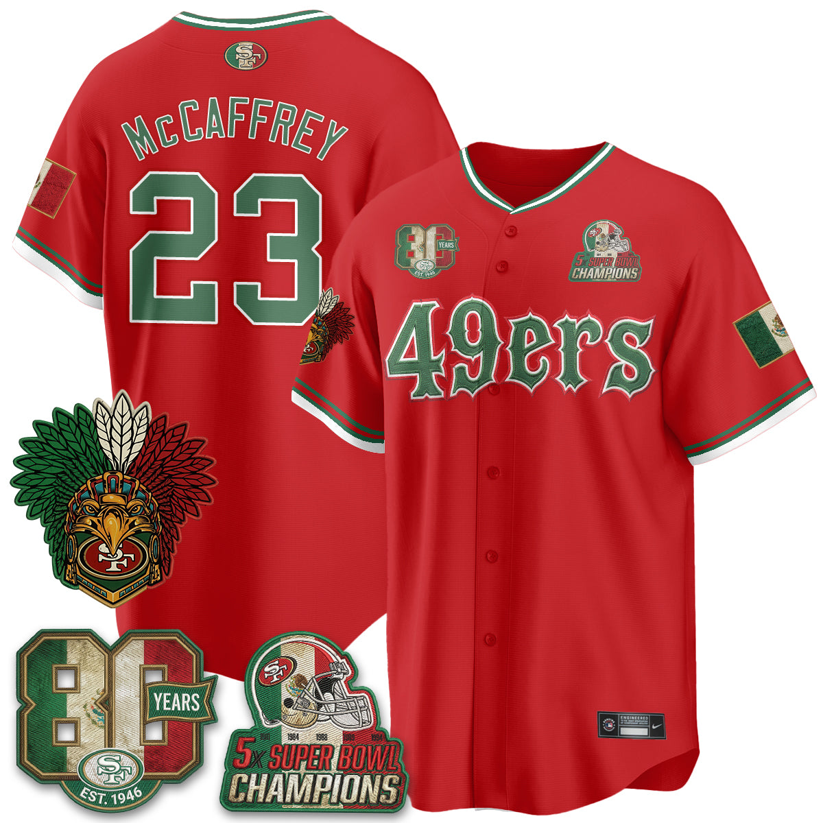 San Francisco 49ers Mexico Edition Baseball Vapor Jersey - Stitched