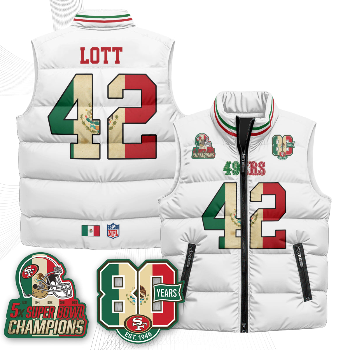 SF Mexico Style Puffer Vest - Printed