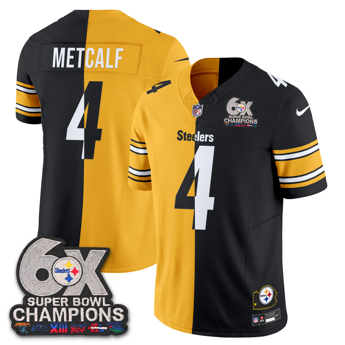 Pittsburgh Steelers 6x SBowl Split Edition Vapor Jersey - Stitched