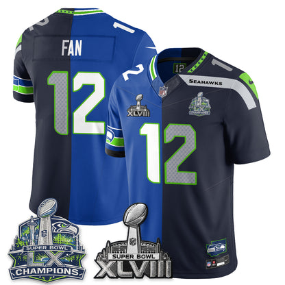Seattle Seahawks S.Bowl Champs Split Edition Vapor Jersey - Stitch