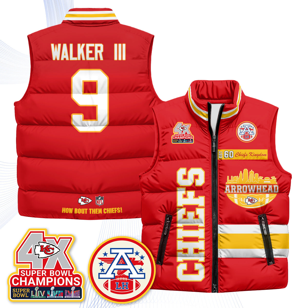 KC Arrowhead Puffer Vest - Printed
