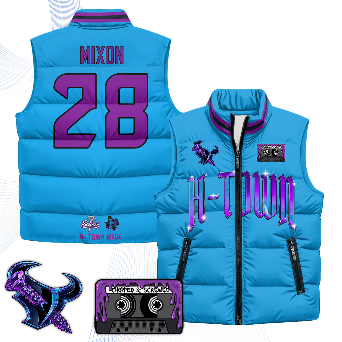 HOU "Screwcity" Puffer Vest - Printed