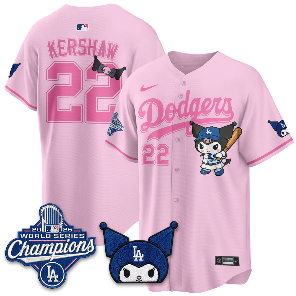 Los Angeles Dodgers Kuromi Edition Vapor Jersey - Stitched