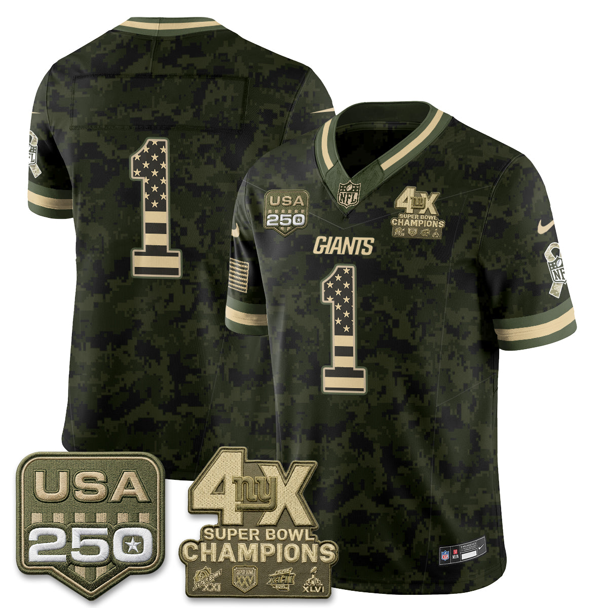 New York Giants 2026 Salute To Service Vapor Jersey - Stitched