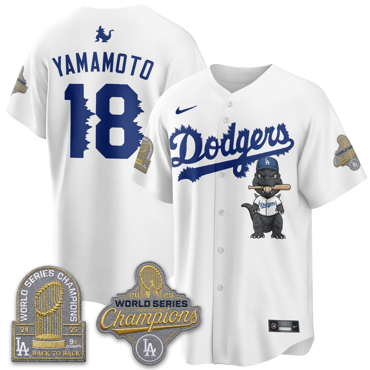 Los Angeles Dodgers x Godzilla Vapor Jersey- Stitched