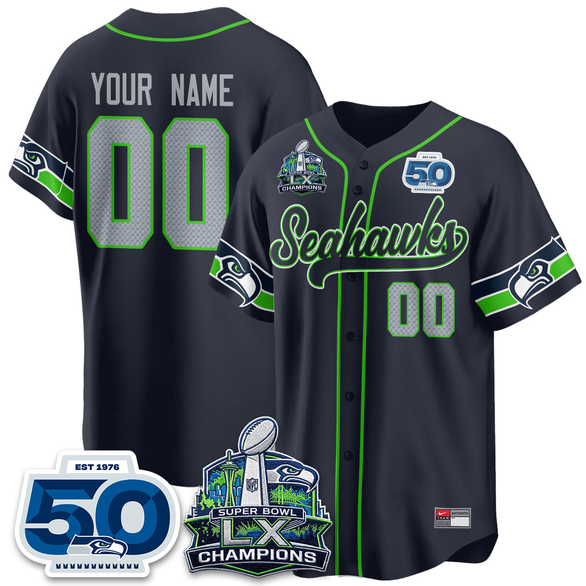 SEA SB LX Champs Vapor Baseball Custom Jersey - Stitch