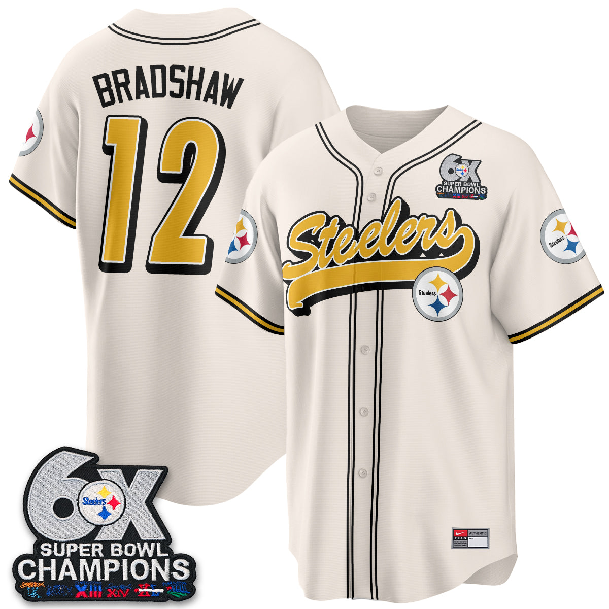 Pittsburgh Steelers 6x SBowl Baseball Vapor Jersey - Stitched