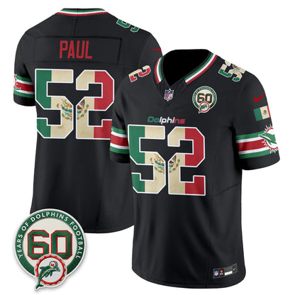 Miami Dolphins Mexico Edition Vapor Jersey - Stitched