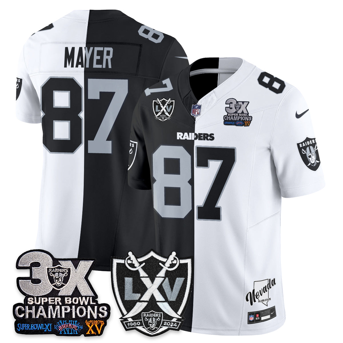 Las Vegas Raiders Split Edition Vapor Jersey V2- Stitched