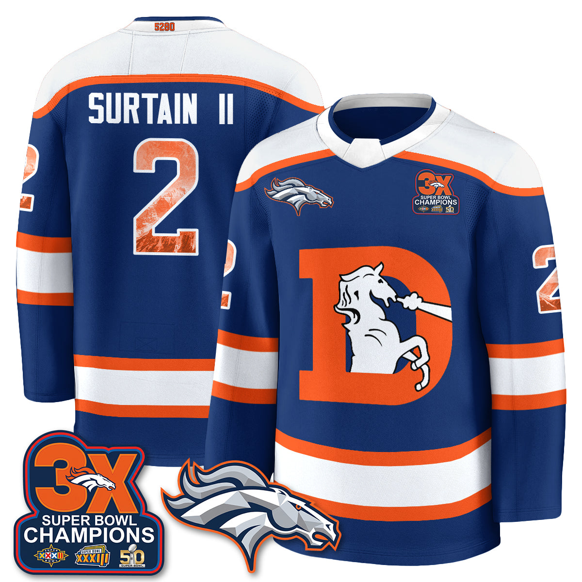 Denver Broncos Fan Gear Edition Hockey Jersey - Stitched