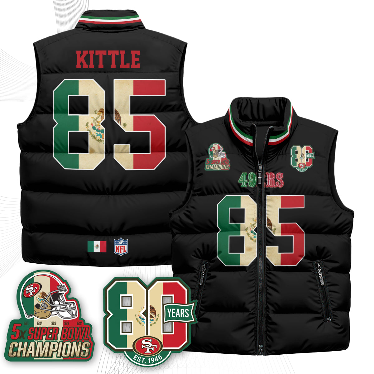 SF Mexico Style Puffer Vest - Printed