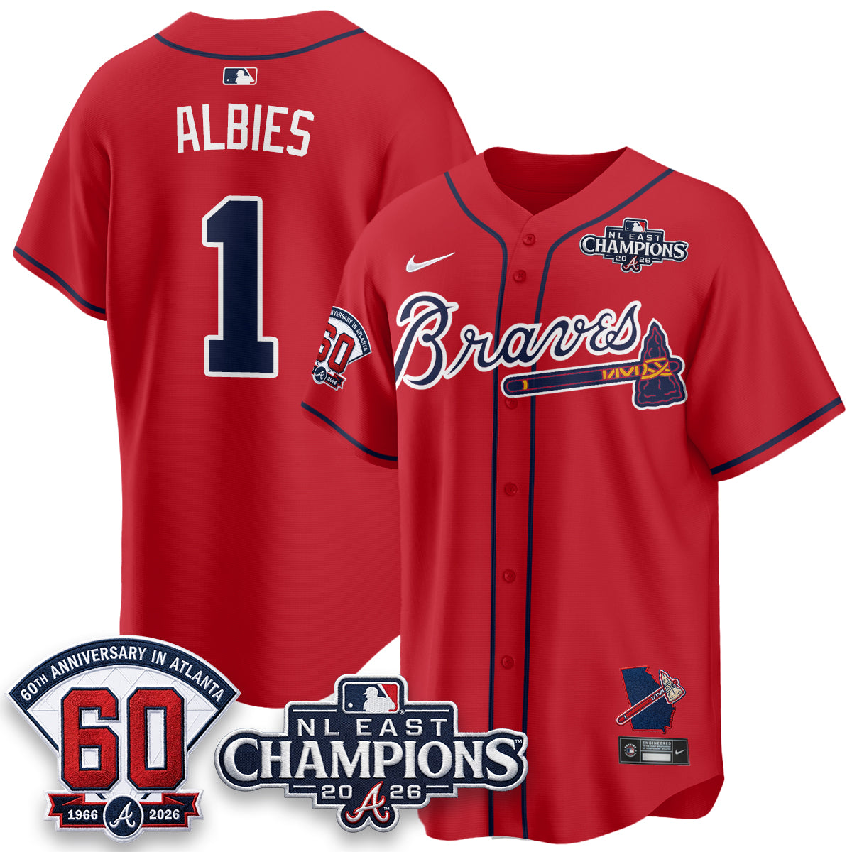Atlanta Braves 2026 NL East Champs Vapor Jersey - Stitched