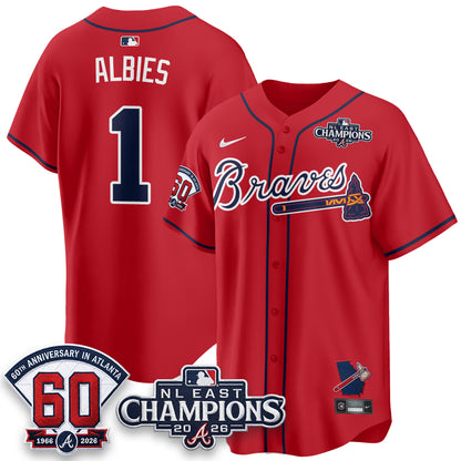 Atlanta Braves 2026 NL East Champs Vapor Jersey - Stitched