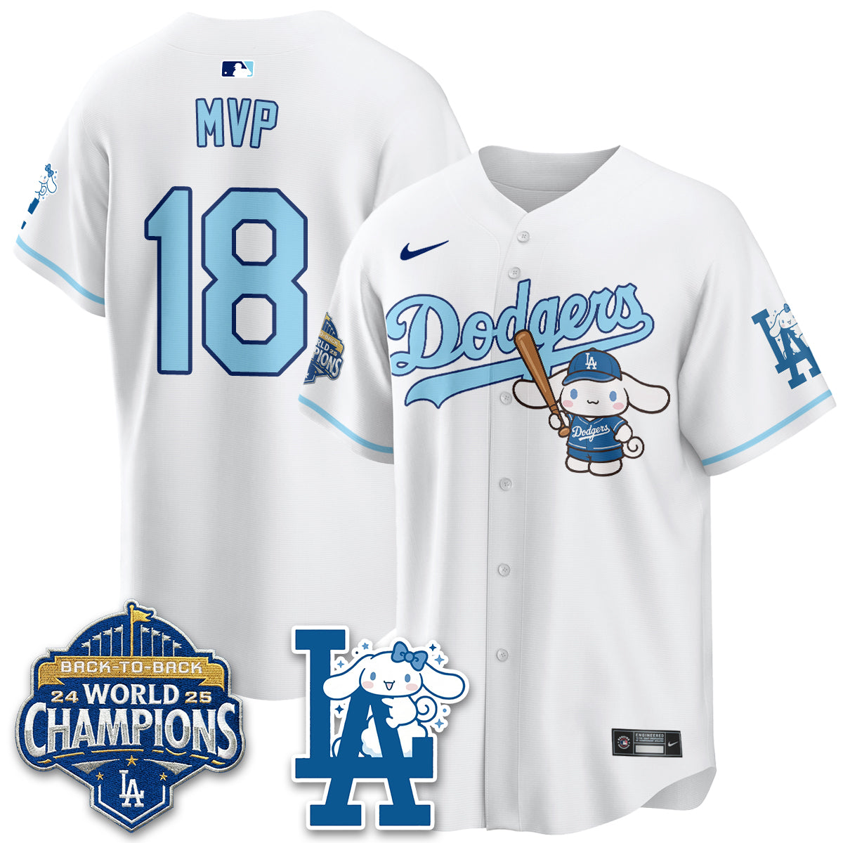 Los Angeles Dodgers Cinnamoroll Edition Vapor Jersey - Stitched