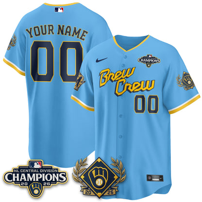 Milwaukee Brewers 2026 NL Division Champs Vapor Custom Jersey - Stitched
