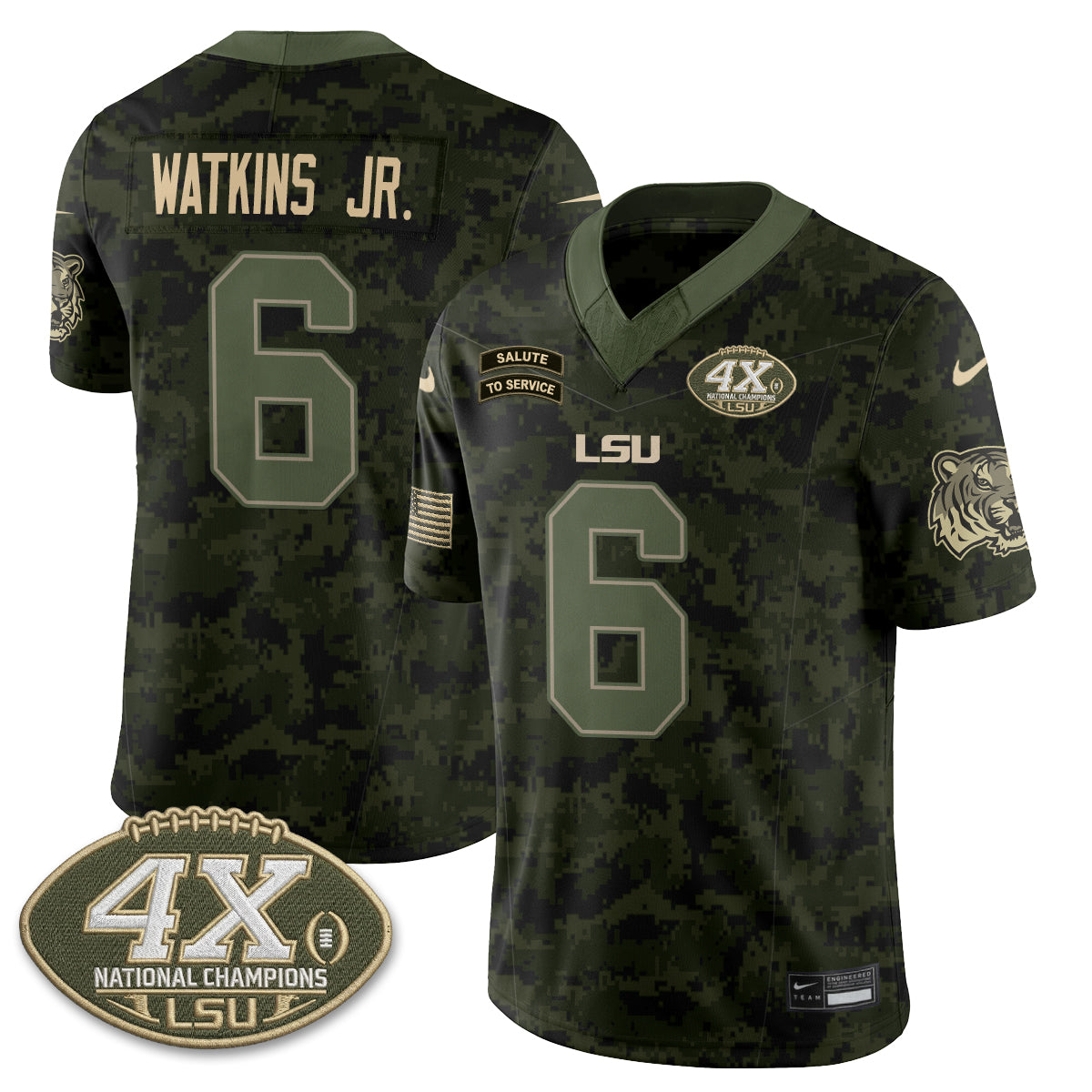 LSU Tigers 2026 Salute to Service Vapor Jersey - Stitched