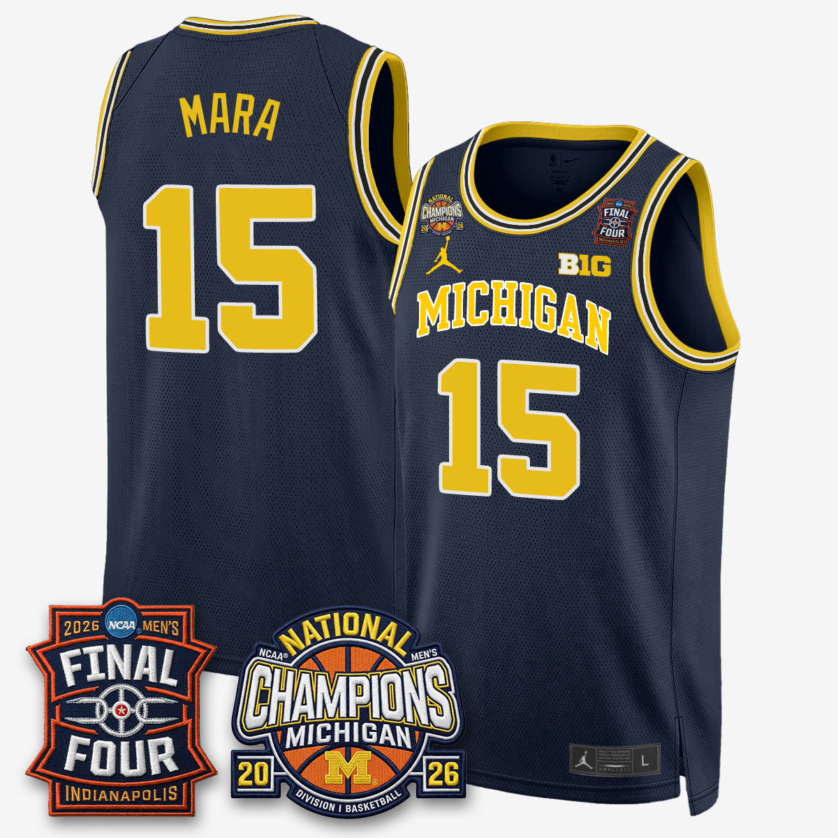 MICH Basketball National Champions Big Text Limited Vapor Jersey - All Stitched