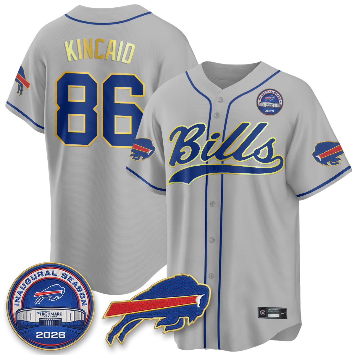 Buffalo Bills 2026 Gold Trim Baseball Edition Vapor Jersey - Stitched
