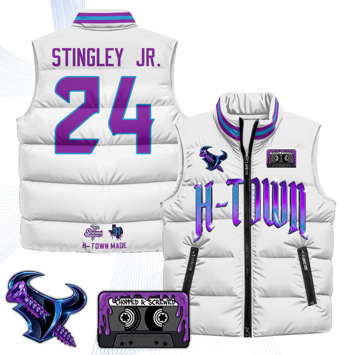 HOU "Screwcity" Puffer Vest - Printed