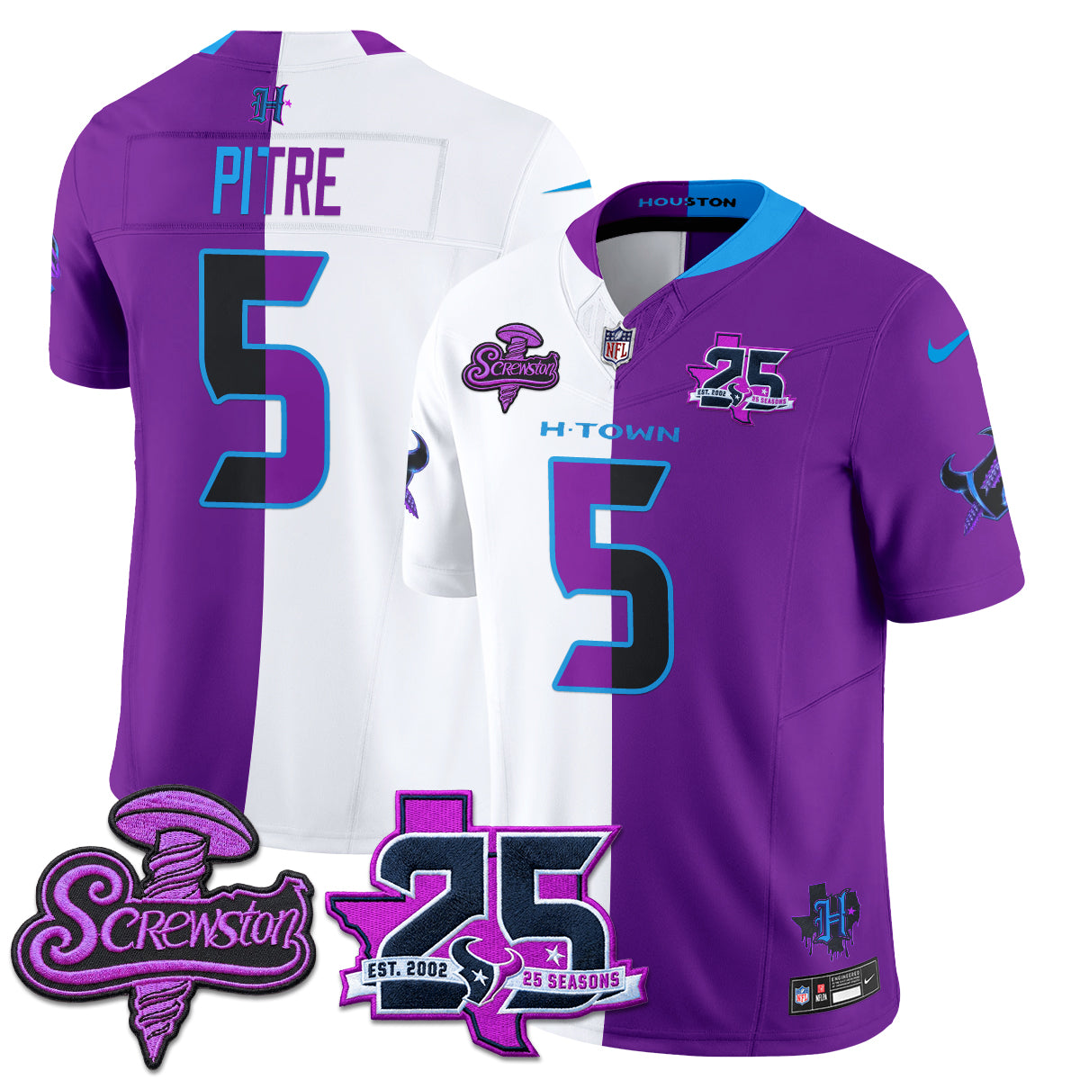 Houston Texans DJ Screw Split Vapor Jersey - Stitched