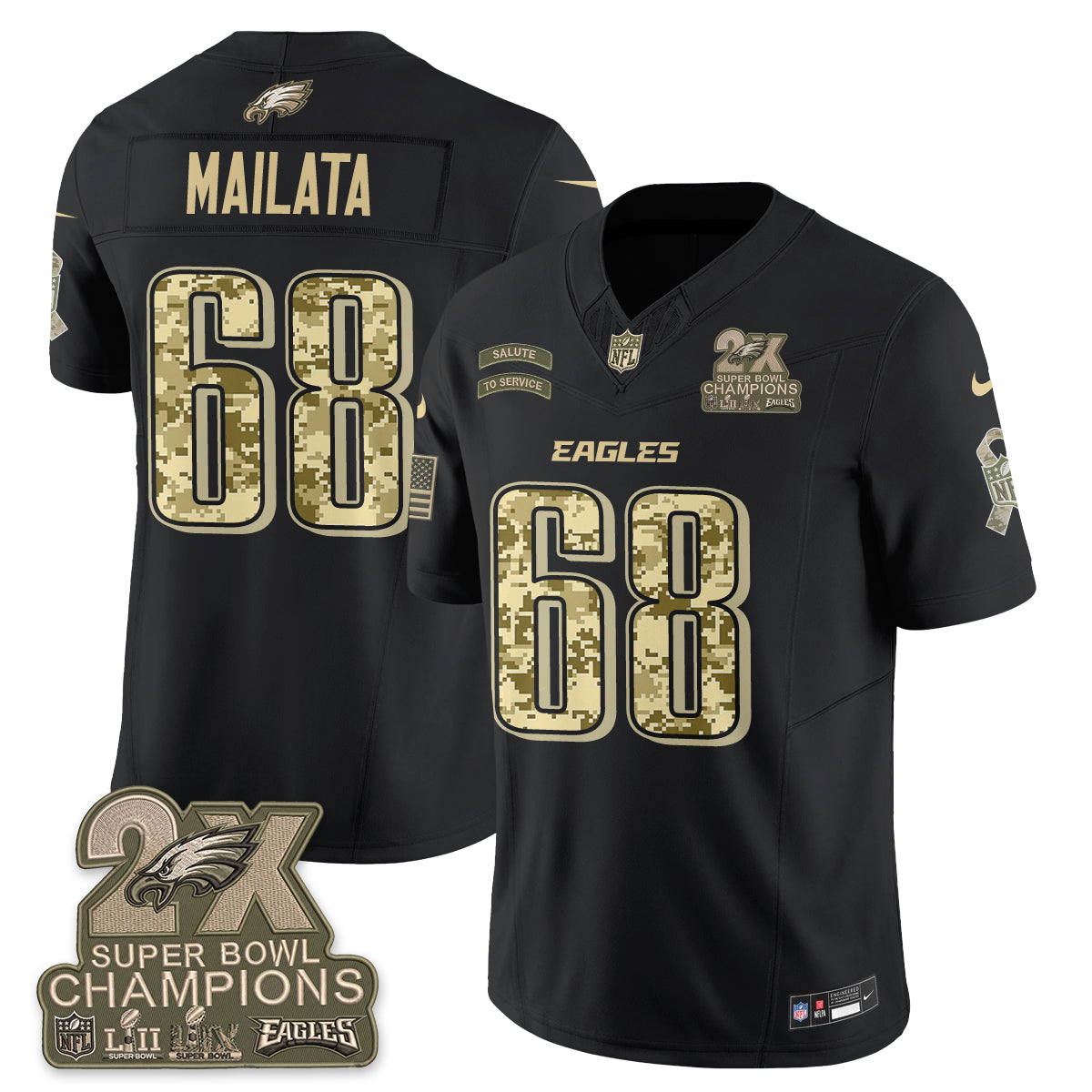Philadelphia Eagles Salute to Service V2 Vapor Jersey - Stitched