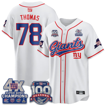 New York Giants 4X Champs & 100 Anniversary Vapor Baseball Jersey V2- Stitched